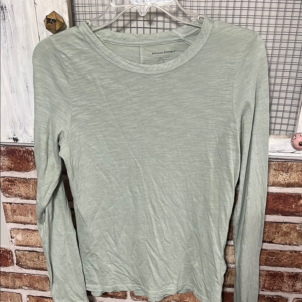 Banana Republic Light Green Long Sleeve Top
